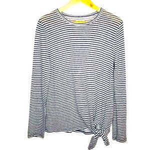 Madewell Women’s Striped Waist Tied Long Sleeve Blue Top XL